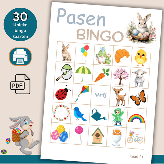 Download en print Paas bingo kaarten voor een gezellige Paasdag, 30 spelers