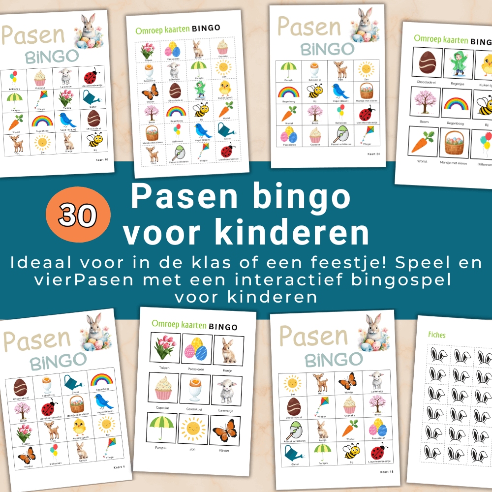 Paasactiviteiten basisschool bingo met 30 printbare kaarten