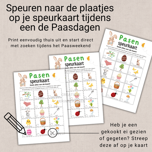 Leuke paasactiviteit voor kinderen: speurkaart voor kinderen om dingen die te maken hebben met pasen te zoeken