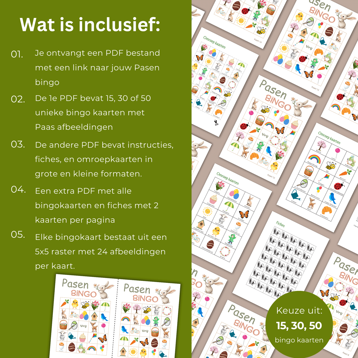 Paasbingo spelletje om direct te downloaden, te spelen tot 50 spelers