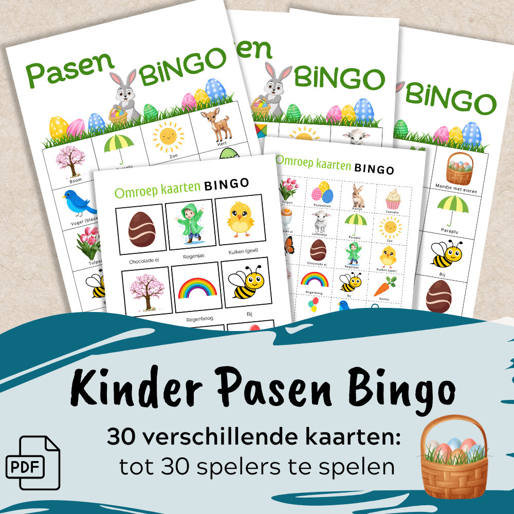 Paasactiviteiten BSO – direct uit te printen PDF met Paasbingo speelkaarten, 30 kaarten