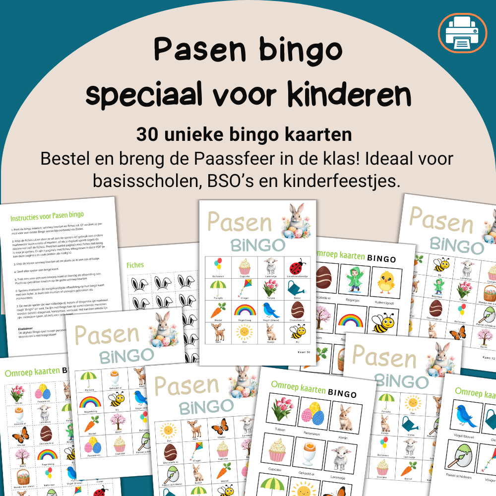 Download en print 30 kaarten voor Paasfeest bingo op school