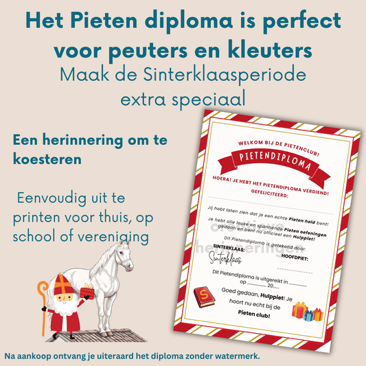 Pieten diploma is het leukste cadeau voor hulppieten van Sinterklaas
