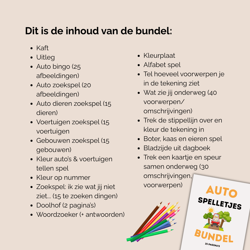 Uit te printen spelletjes in de auto voor vakantieplezier