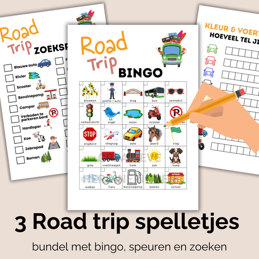 Road trip spelletjes bundel voor kinderen om onderweg actief te spelen