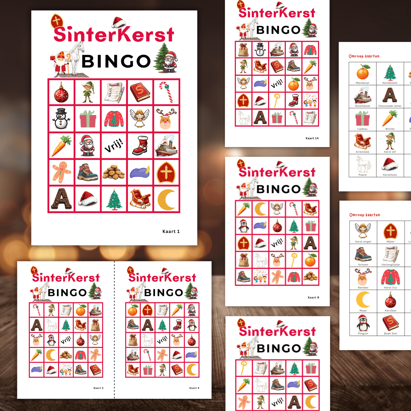 SinterKerst bingo 30 unieke kaarten om te printen