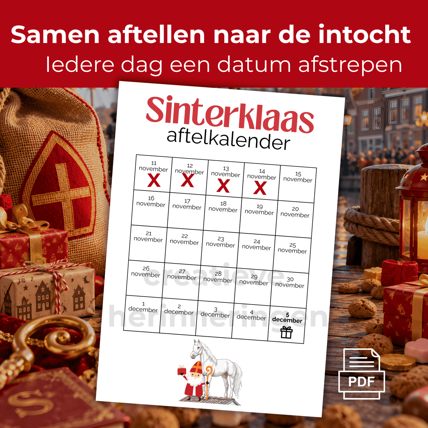Sinterklaas aftelkalender voor kinderen om af te tellen naar de intocht