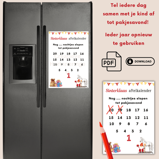 Laat je kind iedere dag een vakje afstrepen op deze Sinterklaas aftelkalender