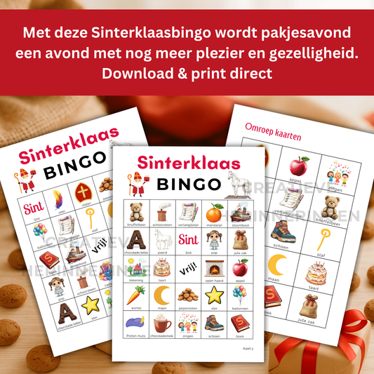 Uit te printen Sinterklaas bingokaarten voor jong en oud (30, 50 of 100 kaarten)
