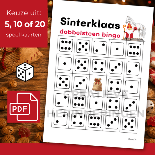 Sinterklaas dobbelsteen spel klaar om te printen voor een gezellige pakjesavond thuis.