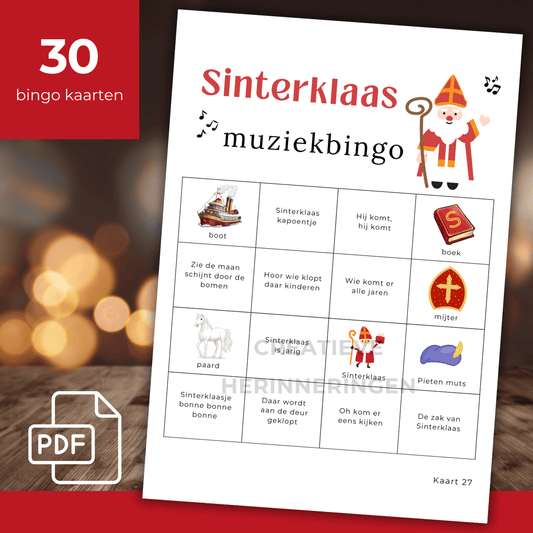 Sinterklaas muziek bingo spel met sinterklaasliedjes en afbeeldingen voor extra sfeer