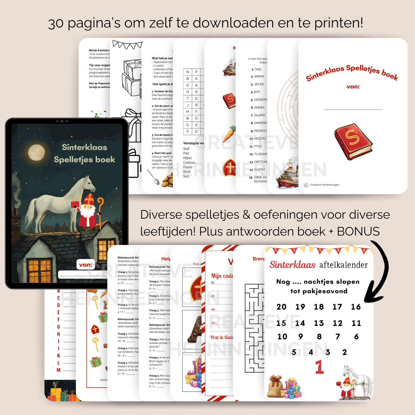 30 pagina's met spelletjes voor kinderen in het Sinterklaas spelletjes boek