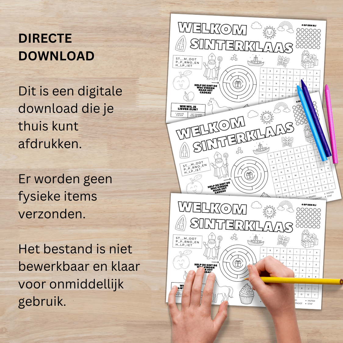 Sinterklaas placemat voor kinderen met Sinterklaas tekeningen en spelletjes