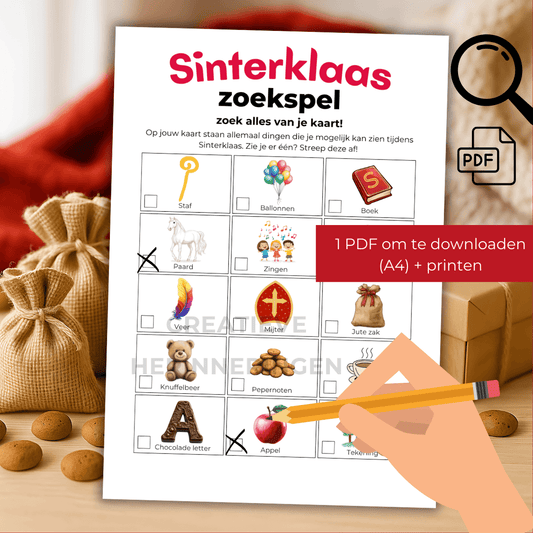 Sinterklaas spel om te zoeken als pdf zoekkaart voor kinderen