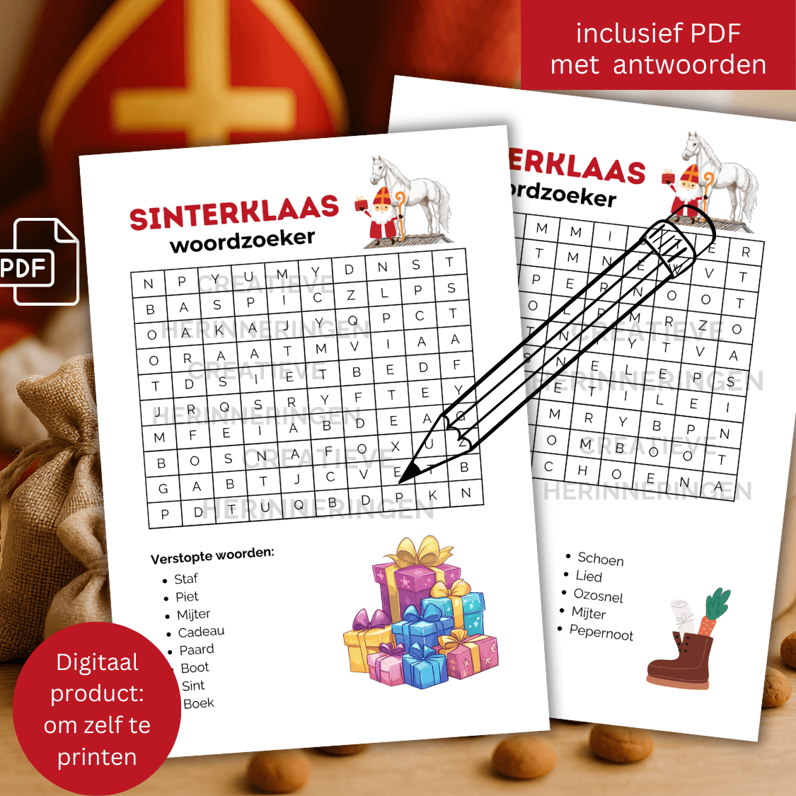 Sinterklaas woordzoeker activiteit voor thuis en in de klas