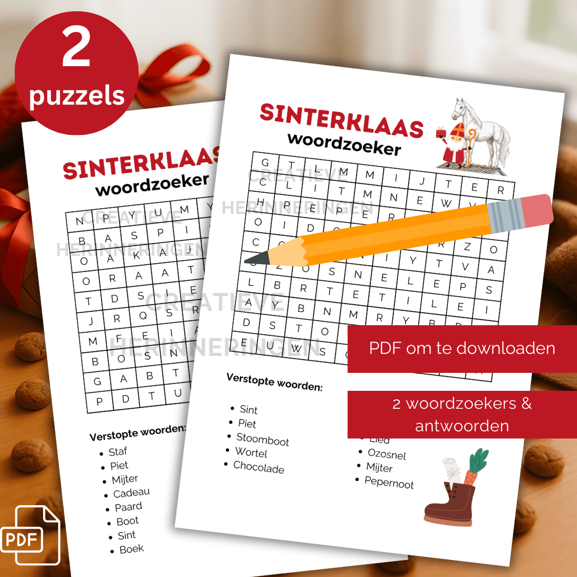 2x Sinterklaas woordzoeker in PDF-formaat om te printen