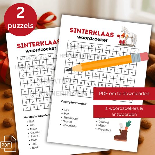 2x Sinterklaas woordzoeker in PDF-formaat om te printen