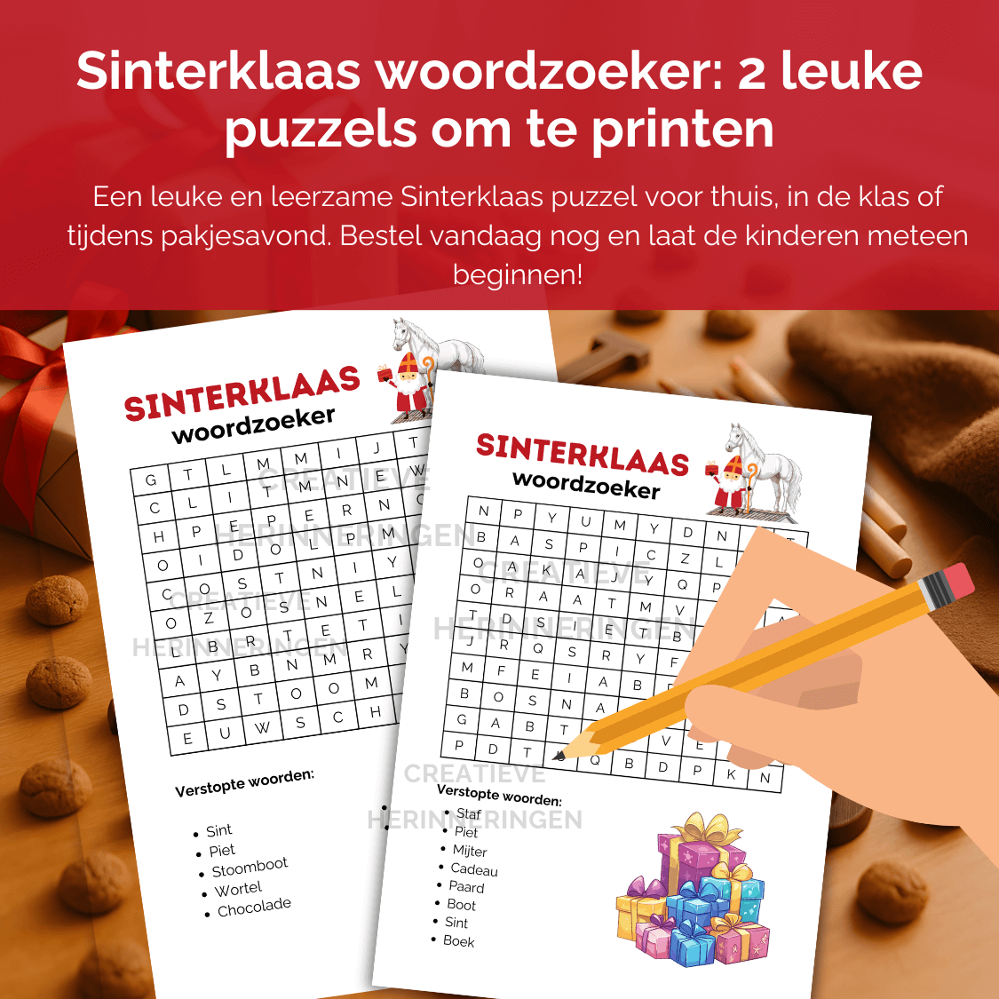 Woordzoeker Sinterklaas als PDF om direct te downloaden