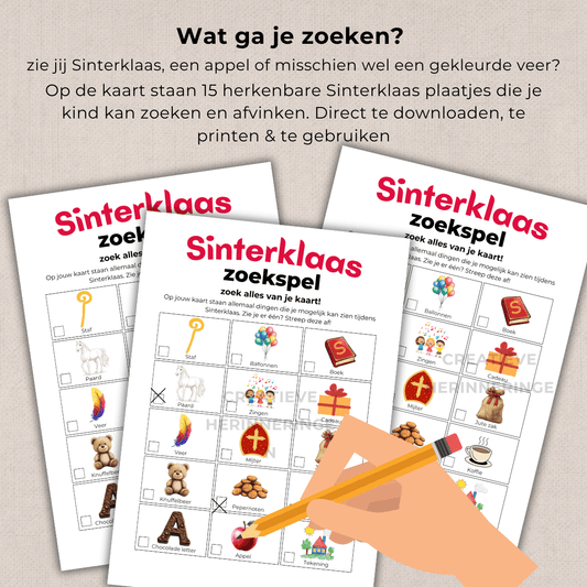 Sinterklaas spelletje om te zoeken en af te strepen