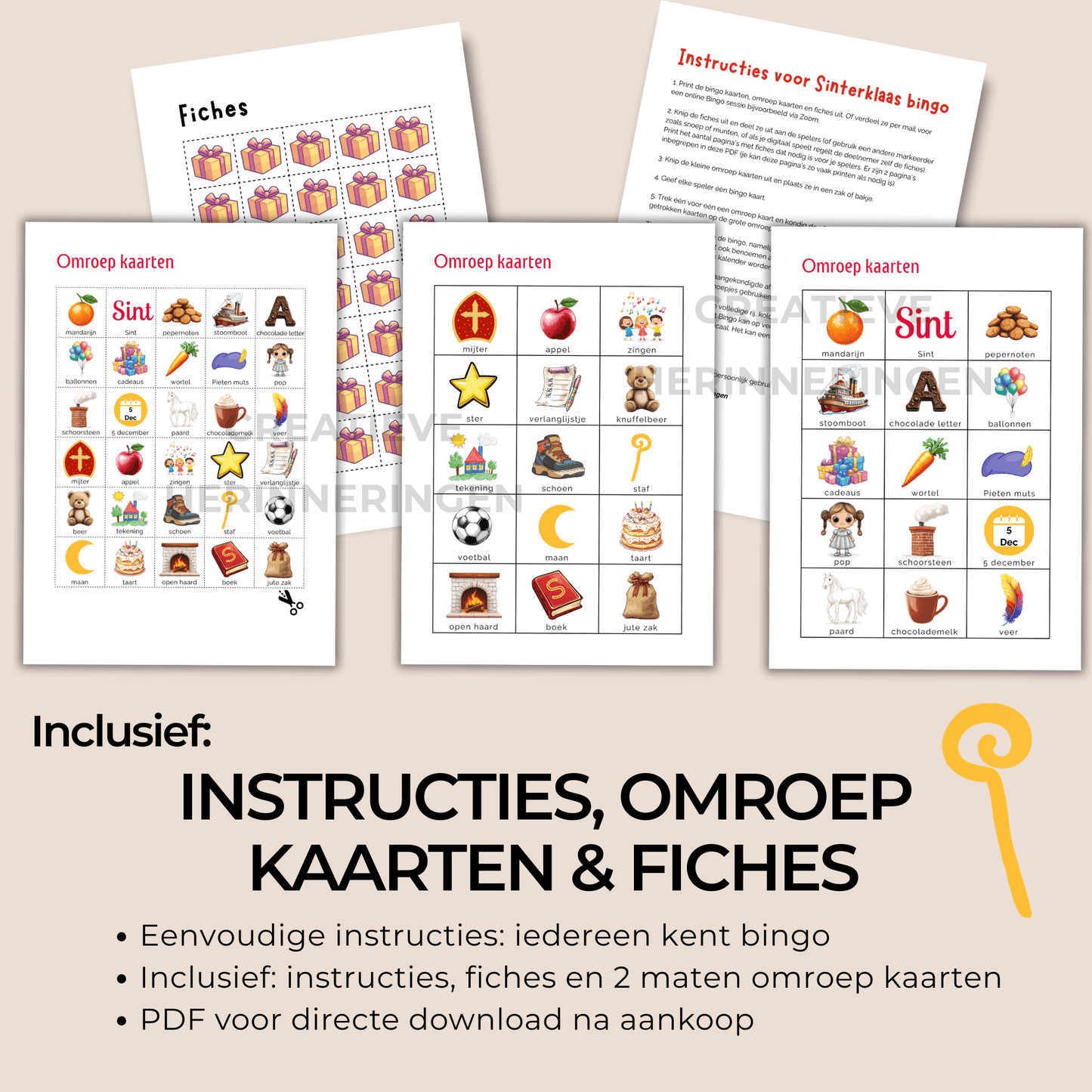 Directe download van Sinterklaas bingo kaarten om te printen: 50 unieke kaarten