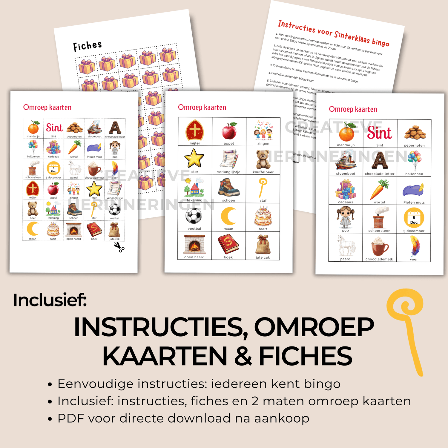 Directe download van Sinterklaas bingo kaarten om te printen: 50 unieke kaarten