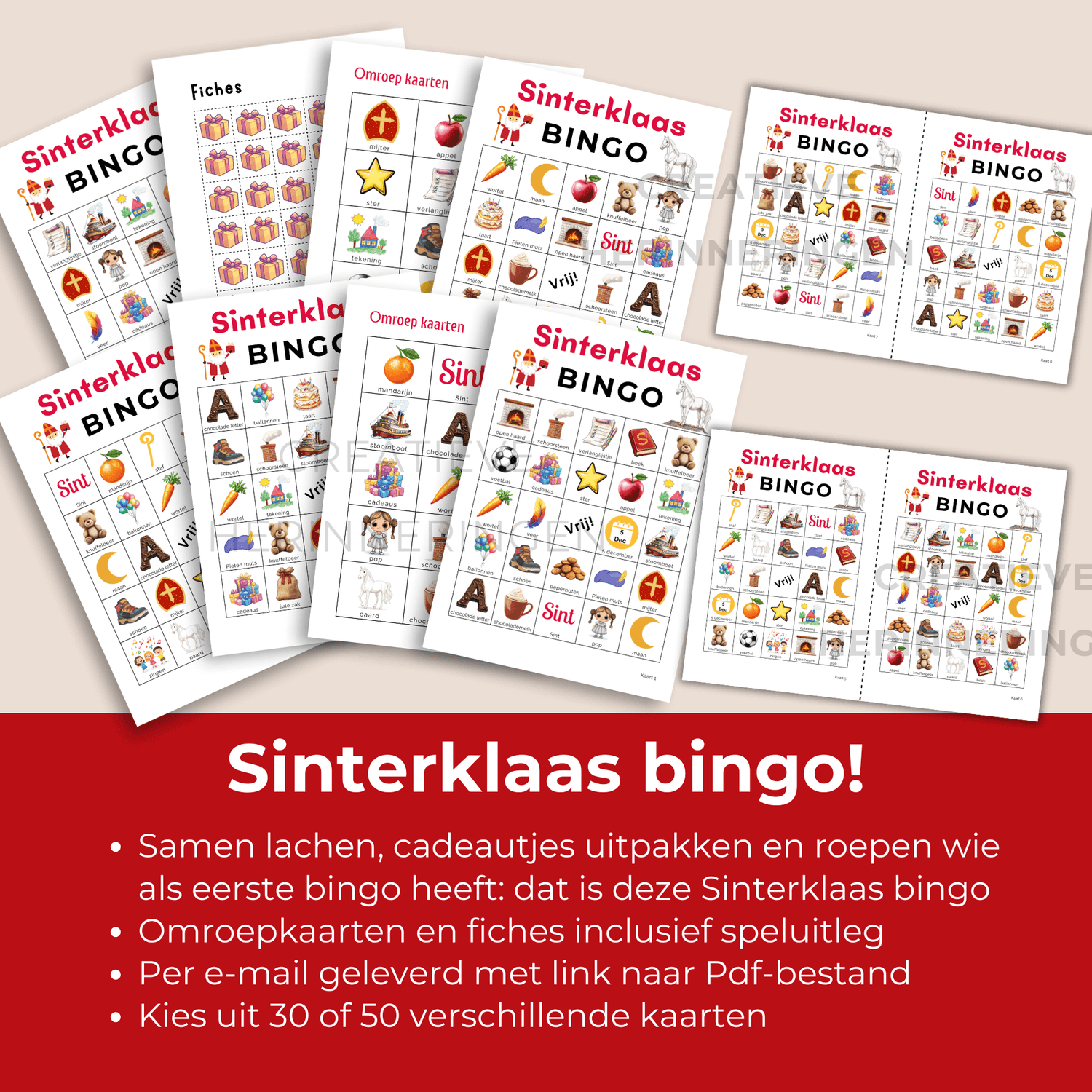 Pakjesavond spelletjes: vrolijke Sinterklaasbingo met plaatjes en tekst