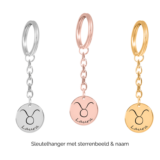 Sleutelhanger sterrenbeeld hanger met naam gegraveerd