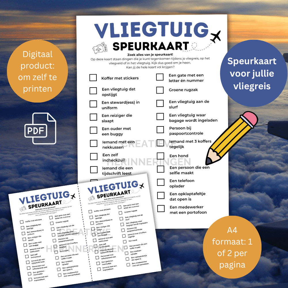 Reisspelletje voor kinderen in het vliegtuig en op de luchthaven