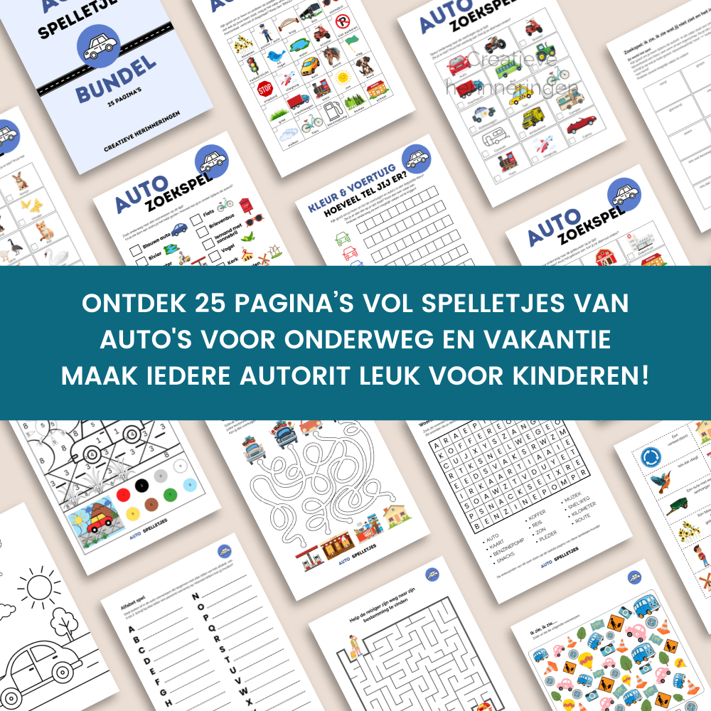 Auto spelletjes voor onderweg en vakantie, handig uit te printen