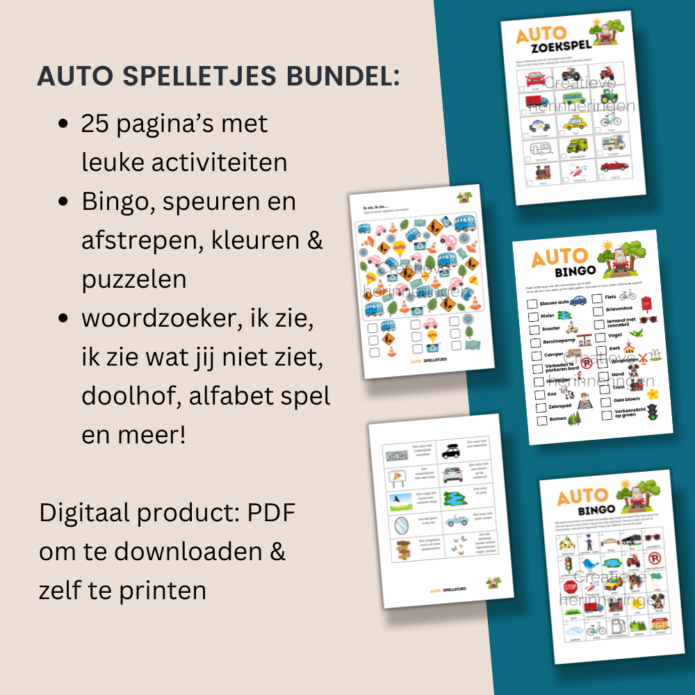 Activiteitenbundel met spelletjes in de auto voor onderweg plezier voor jong en oud
