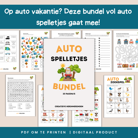 25 pagina’s auto spelletjes om te printen voor onderweg of locatie