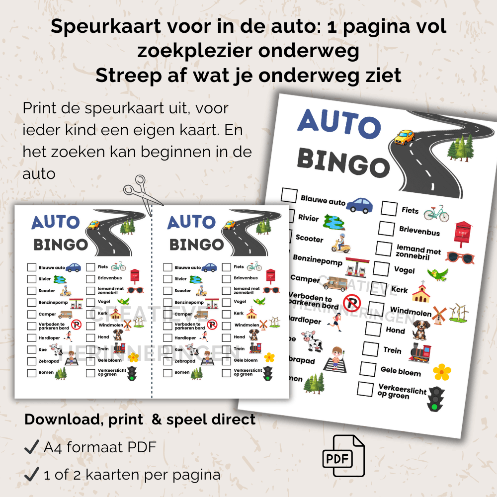 Auto speurkaart die het reizen verandert in een gezellig zoekspel voor kinderen