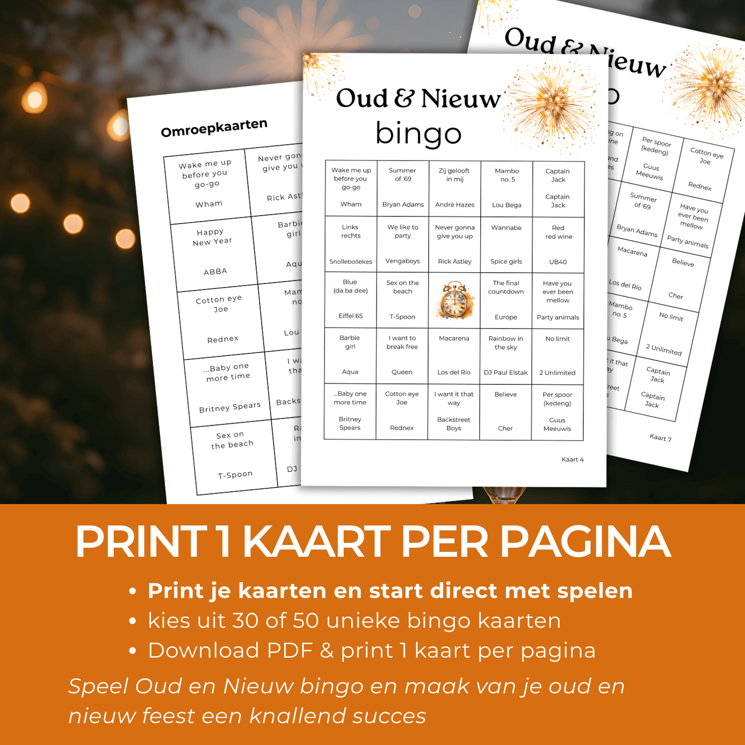 Oud en nieuw bingo pakket met foute nummers, klaar om te downloaden en te printen
