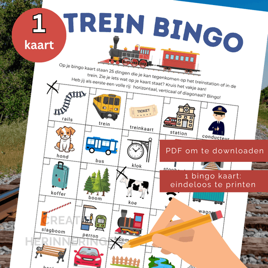 Trein bingo spel voor onderweg met één kaart, speciaal voor kinderen