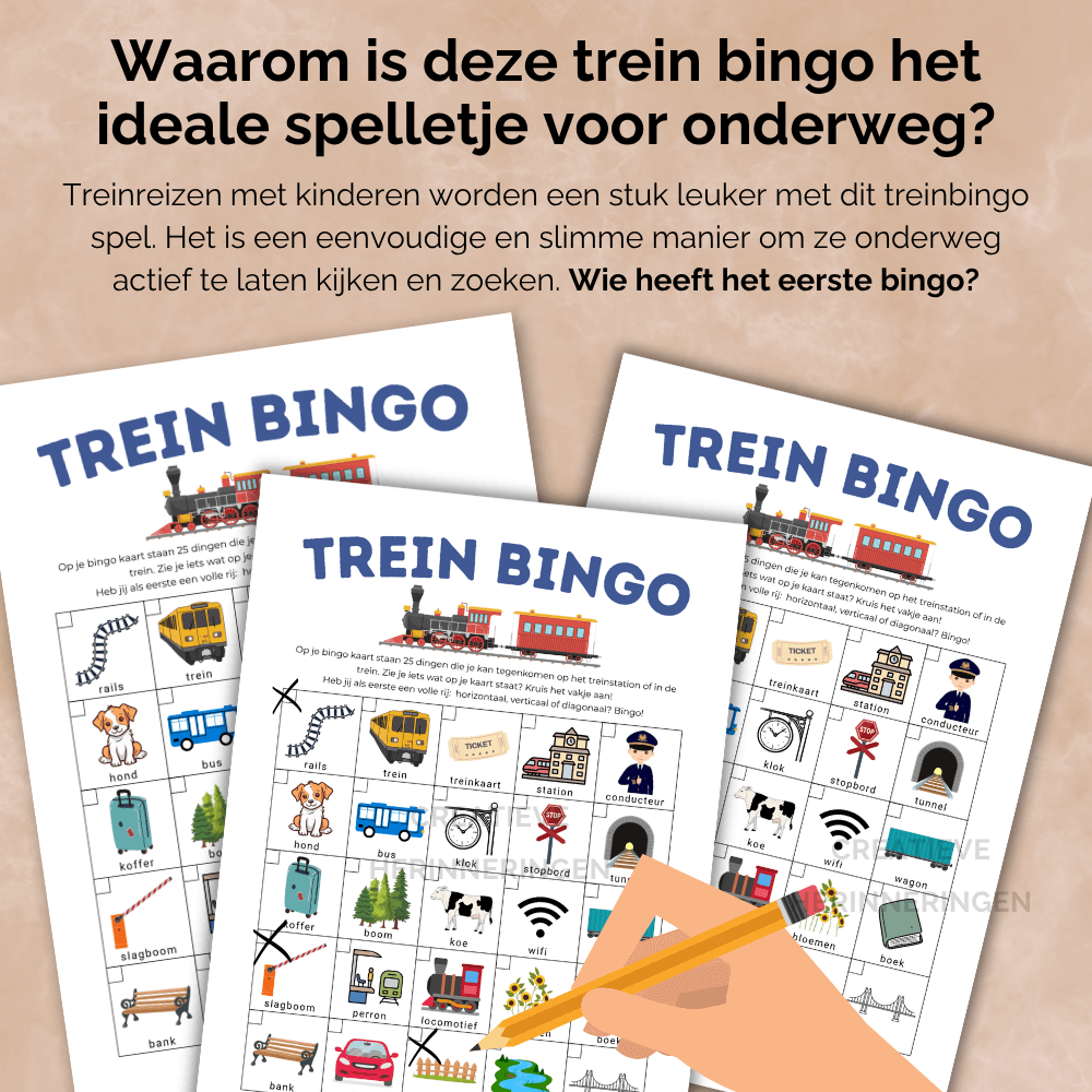 Leuk reis spelletje voor kinderen: treinbingo tijdens de treinreis