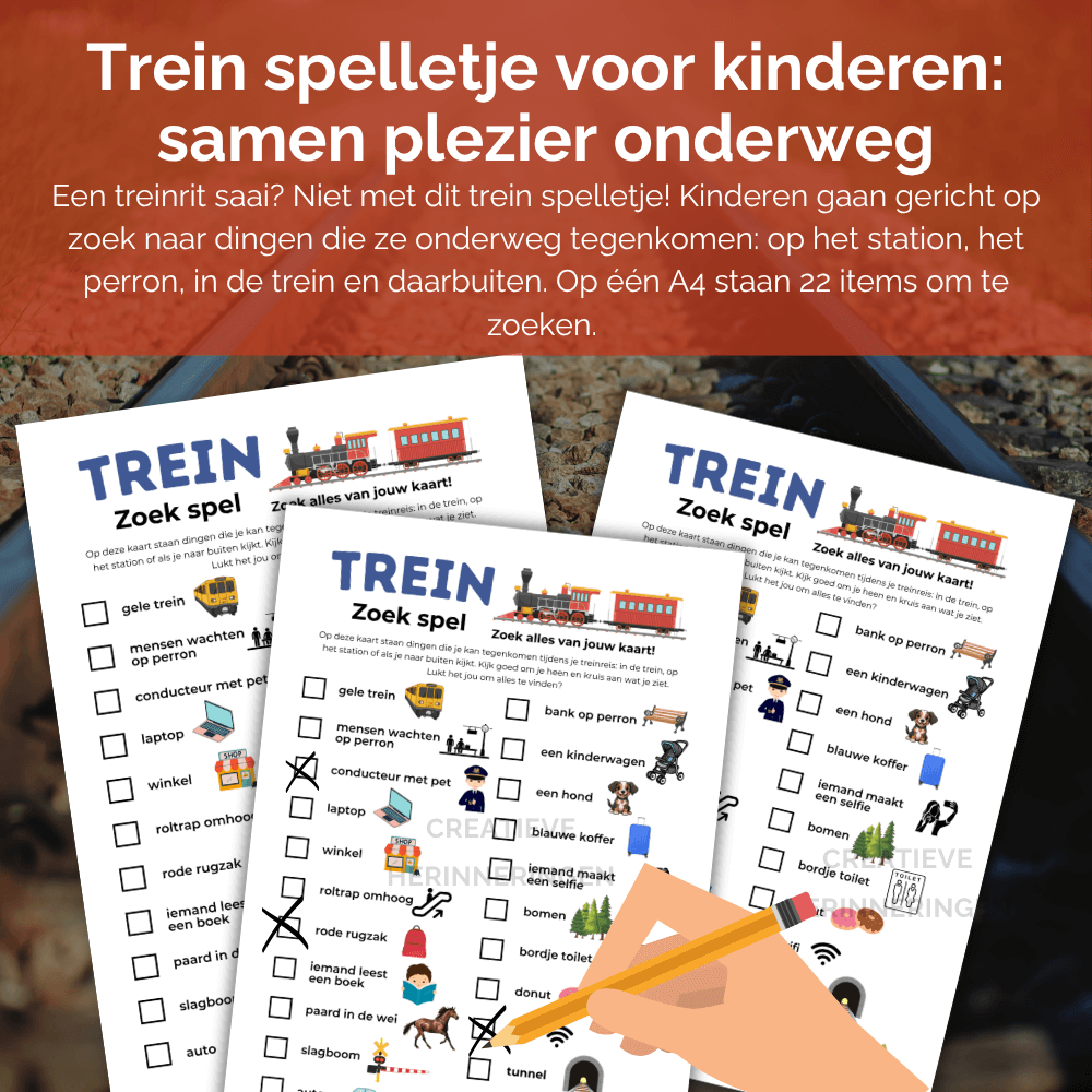 Zoekspelletje in de trein als leuke activiteit tijdens de treinreis met kinderen