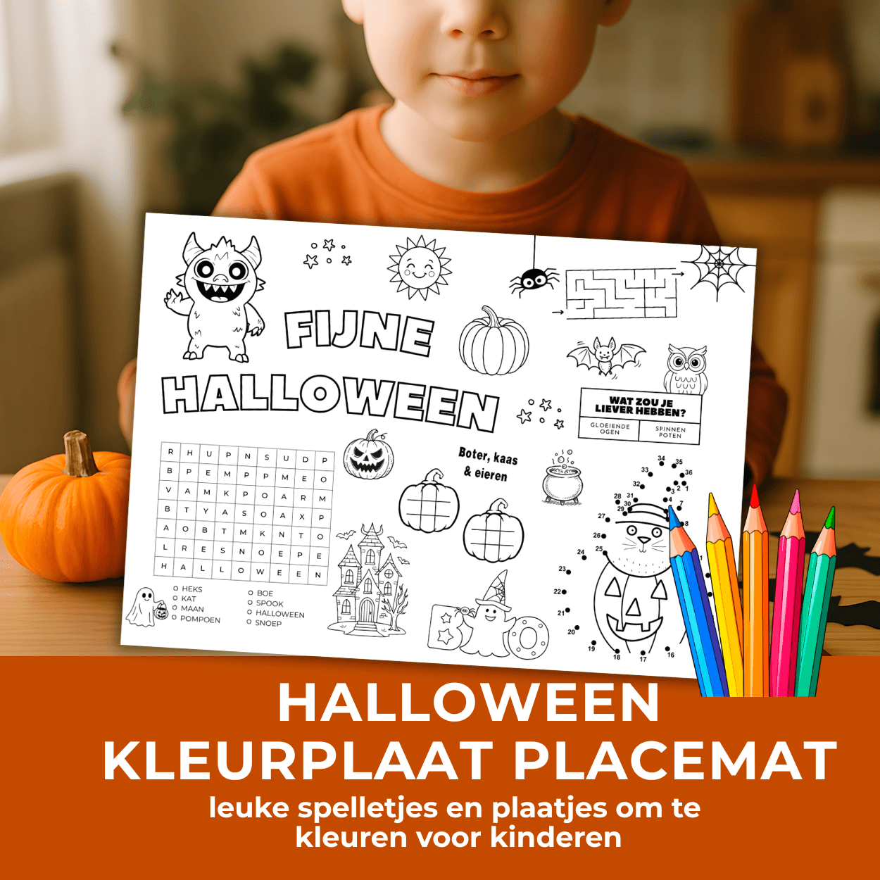 Uit te printen Halloween kleurplaat op A4-formaat voor thuis