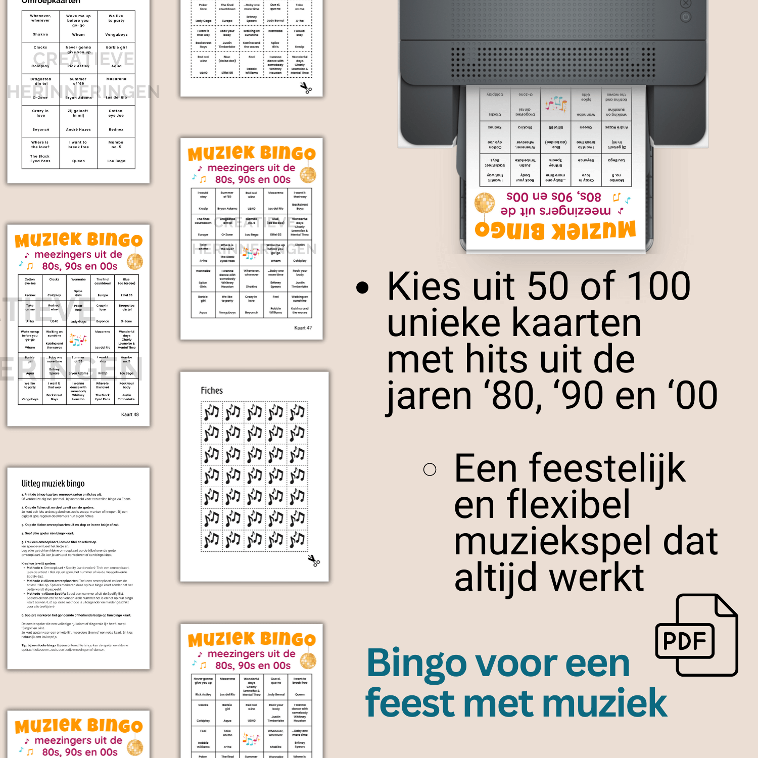 Te downloaden muziekfeest bingo kaarten om zelf thuis te printen en te gebruiken tijdens spelletjesavonden of feestjes