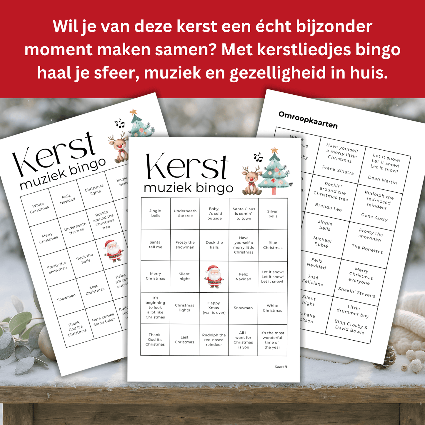 kerstliedjes bingo spel voor families tijdens de feestdagen
