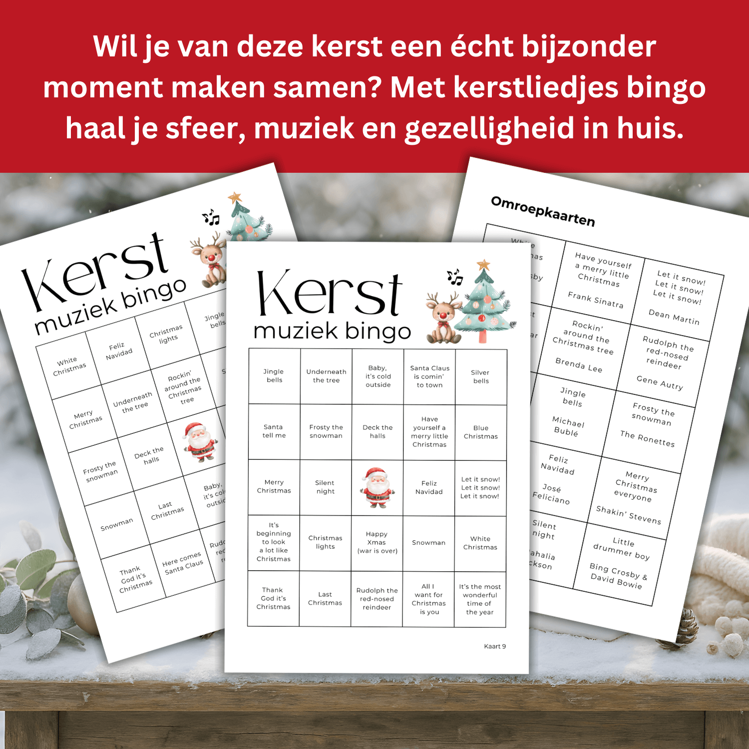 kerstliedjes bingo spel voor families tijdens de feestdagen
