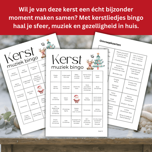 kerstliedjes bingo spel voor families tijdens de feestdagen