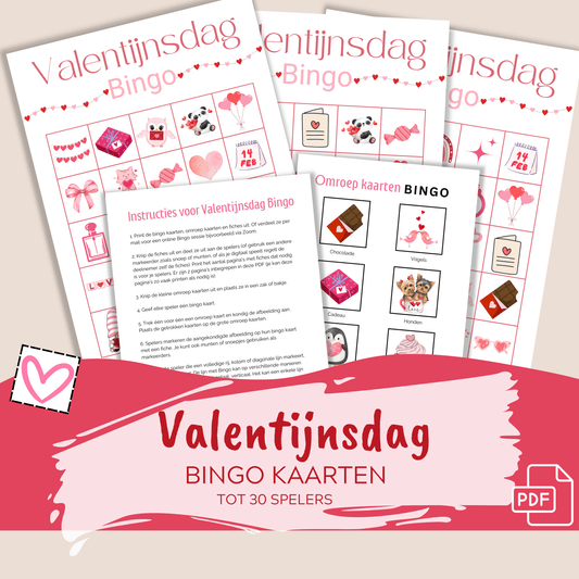 Downloadbare Valentijnsbingo geschikt voor jong en oud