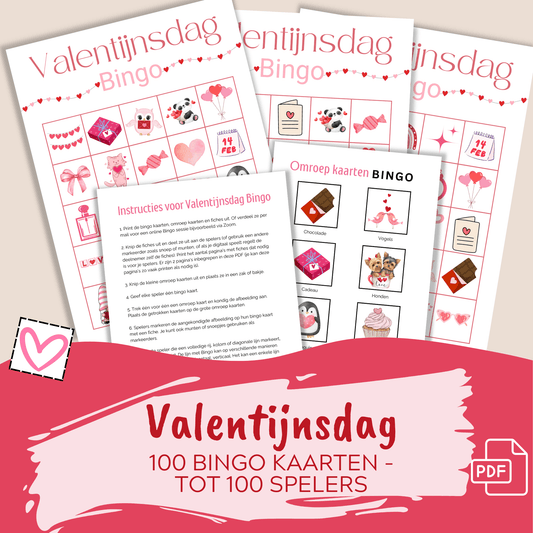 Speel bingo als Valentijns activiteit – PDF met 100 kaarten