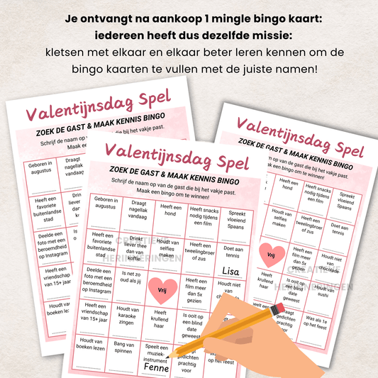 Digitale Valentijnsdag Mingle Bingo voor een unieke en leuke dag om elkaar beter te leren kennen