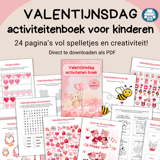 Valentijnsdag activiteitenboek voor kinderen in PDF-formaat