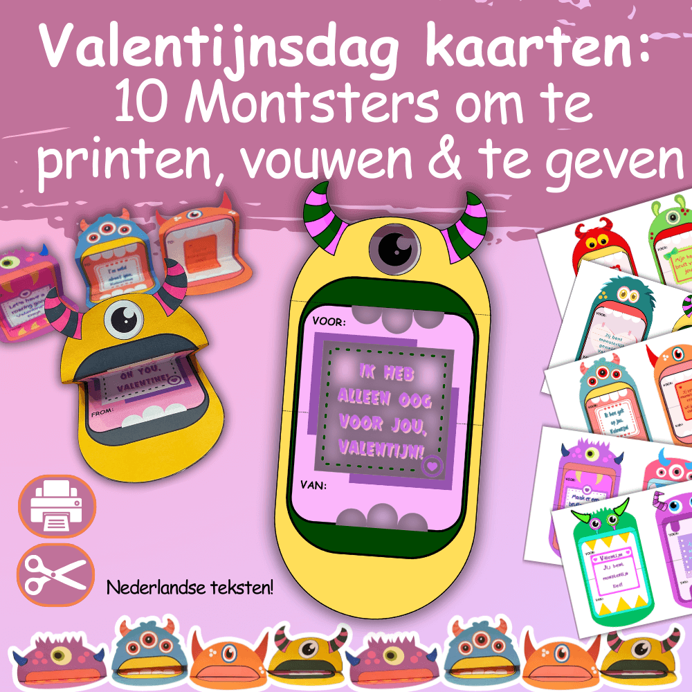 Monster Valentijnskaarten om te knutselen voor kinderen