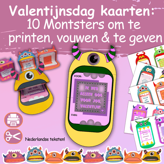 Monster Valentijnskaarten om te knutselen voor kinderen
