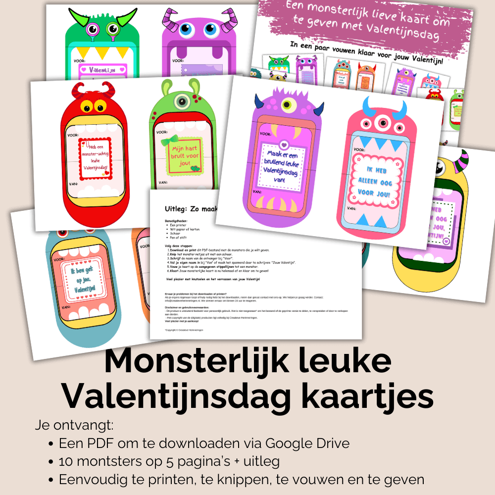 Leuke Valentijns activiteiten voor kinderen: Monsterkaarten 