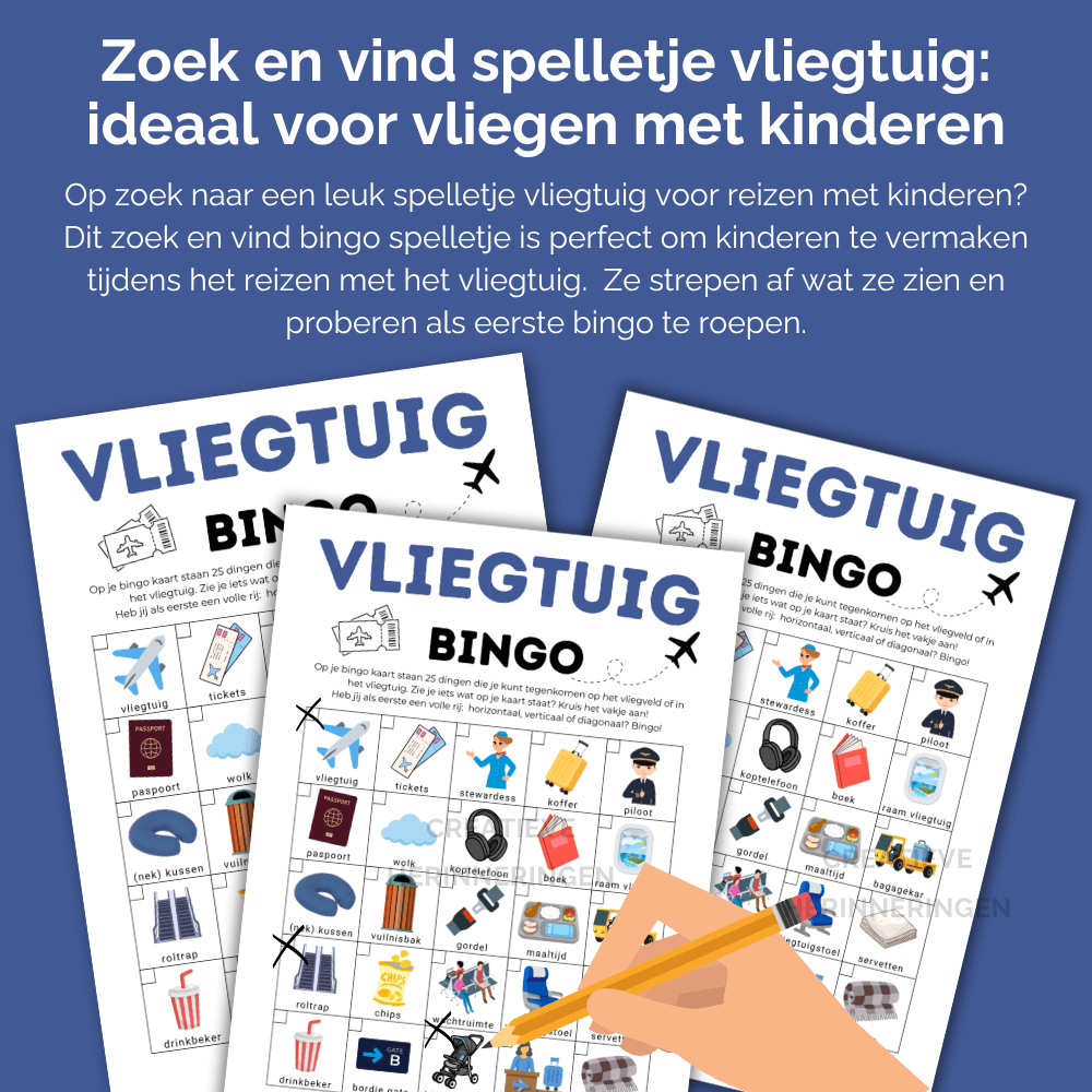 vrolijk vliegtuig spelletje voor tijdens de vliegreis, speel vliegtuigbingo