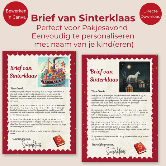 Speciale brief van Sinterklaas voor kinderen met naam van kind, eenvoudig zelf toe te voegen